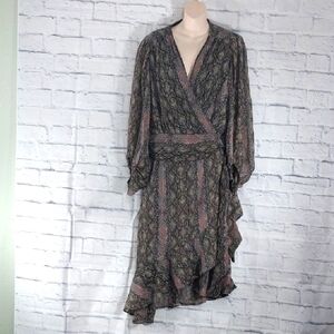 Cato Dress Wrap Look Ruffled Snake Print Long Sleeve Sz 18/20W